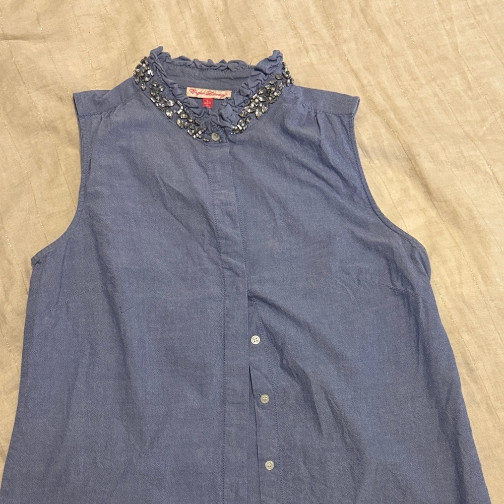 English Laundry Blue Embellished Button Down Shirt